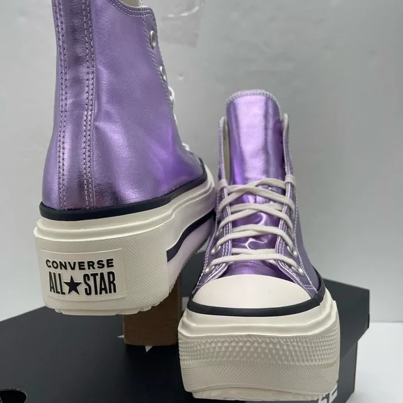 Converse CTAS Lift Double Stack Hi Metallic Lilac Lavender Platform High Top - Picture 6 of 16